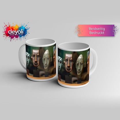 Motivtasse Kunstvolle Masken erzählen Geschichten in stiller Präsenz. - deyoli