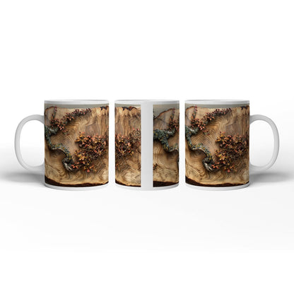 Motivtasse Kunstvoller Ast auf edlem Holz – Natur als Gemälde. - deyoli