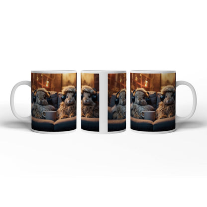 Motivtasse Kuschelige Kaninchen lauschen Beats bei Kerzenschein. - deyoli