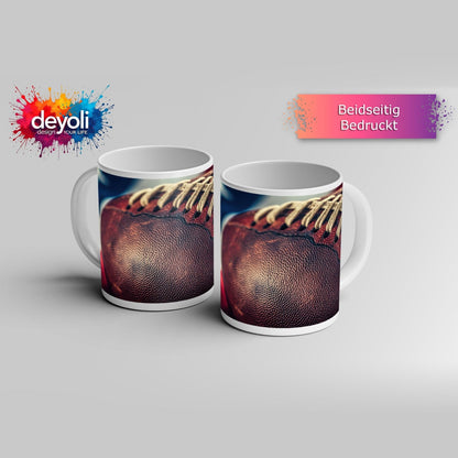 Motivtasse Leder, Naht, Geschichte – Football ganz nah. - deyoli