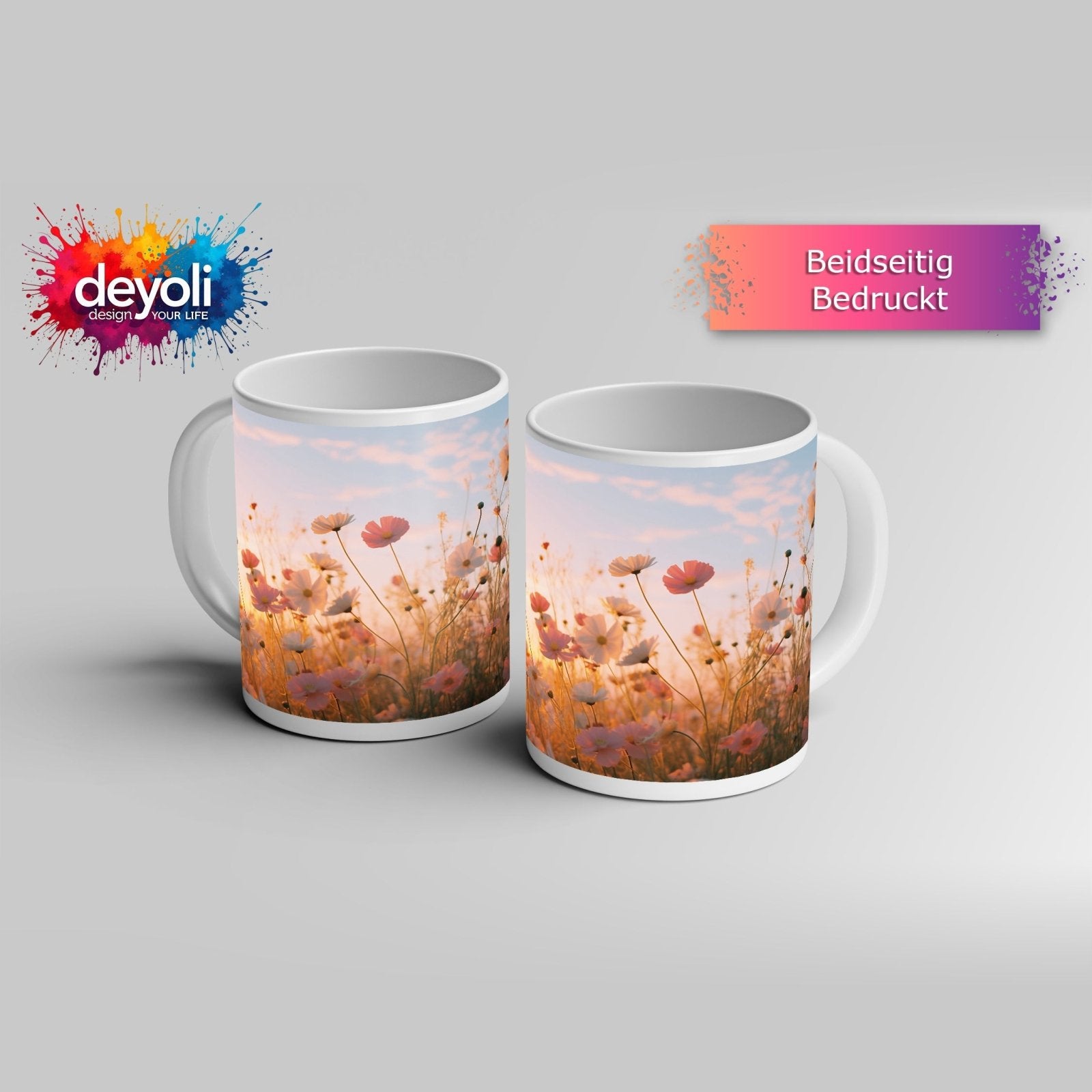 Motivtasse Leichte Blüten tanzen im sanften Abendlicht des Sommers. - deyoli