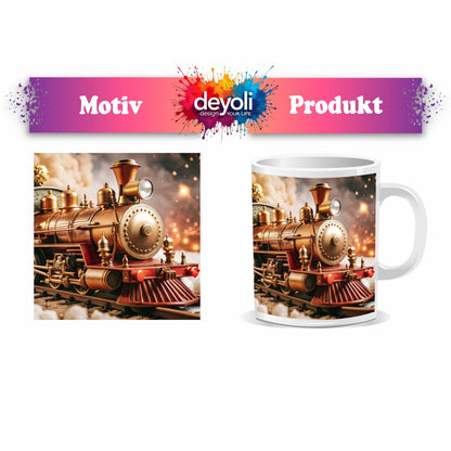 Motivtasse Magische Lokomotive dampft durch ein Märchen aus Licht. - deyoli