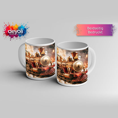 Motivtasse Magische Lokomotive dampft durch ein Märchen aus Licht. - deyoli