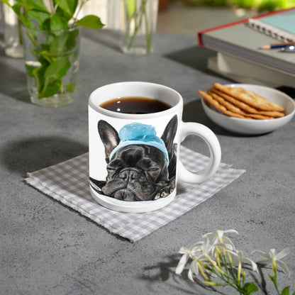 Motivtasse Müder Mops mit Fieber – Ruhe heilt auf vier Pfoten. - deyoli