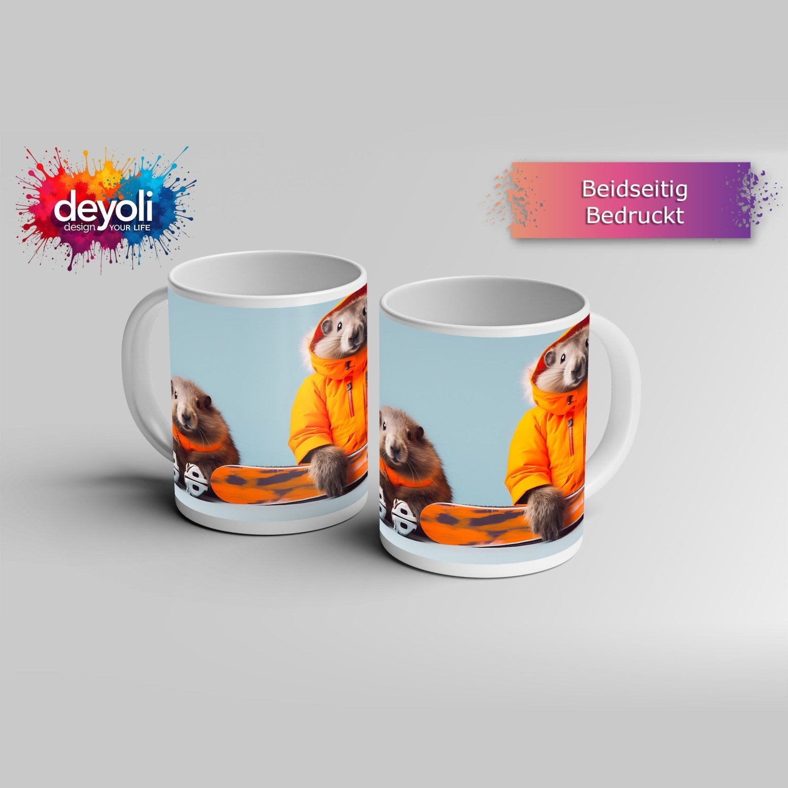 Motivtasse Murmeltier - Duo bereit für den großen Pistenabflug. - deyoli