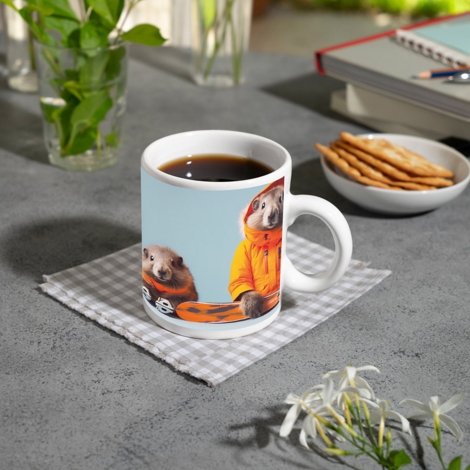 Motivtasse Murmeltier - Duo bereit für den großen Pistenabflug. - deyoli
