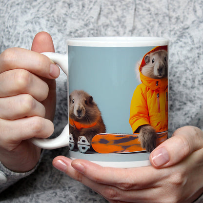 Motivtasse Murmeltier - Duo bereit für den großen Pistenabflug. - deyoli