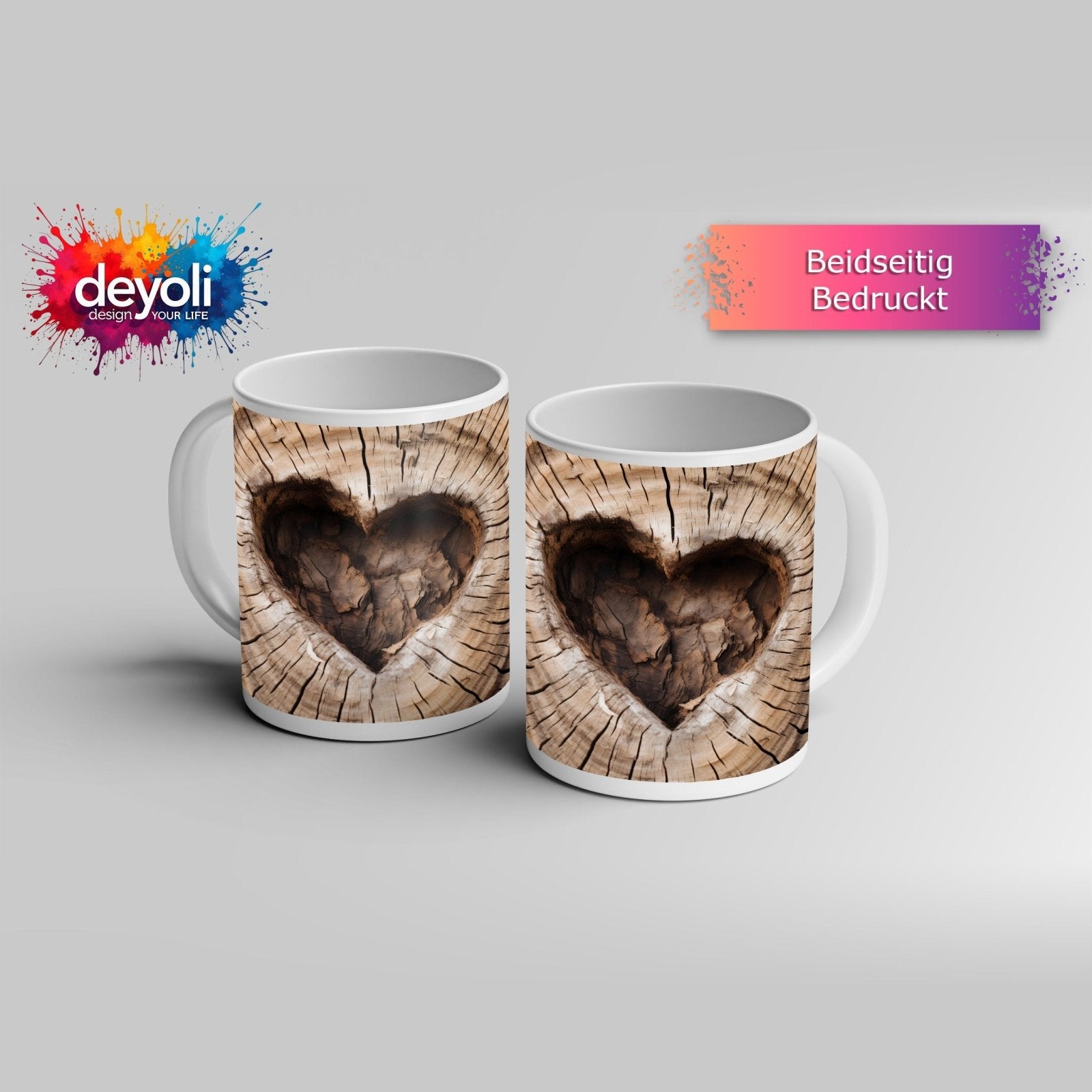 Motivtasse Natürliches Herz – gewachsen im Stamm der Zeit. - deyoli