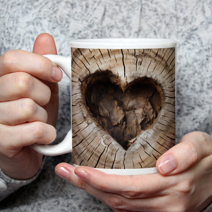 Motivtasse Natürliches Herz – gewachsen im Stamm der Zeit. - deyoli