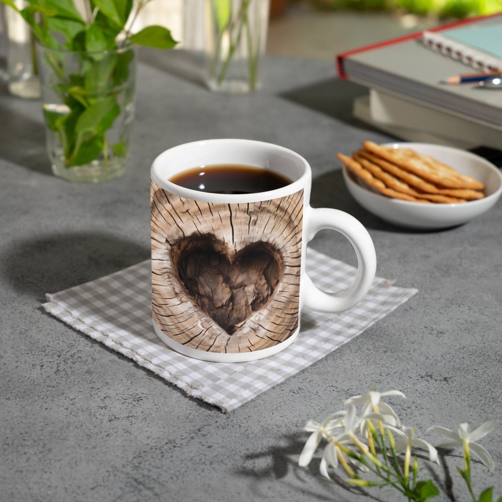Motivtasse Natürliches Herz – gewachsen im Stamm der Zeit. - deyoli
