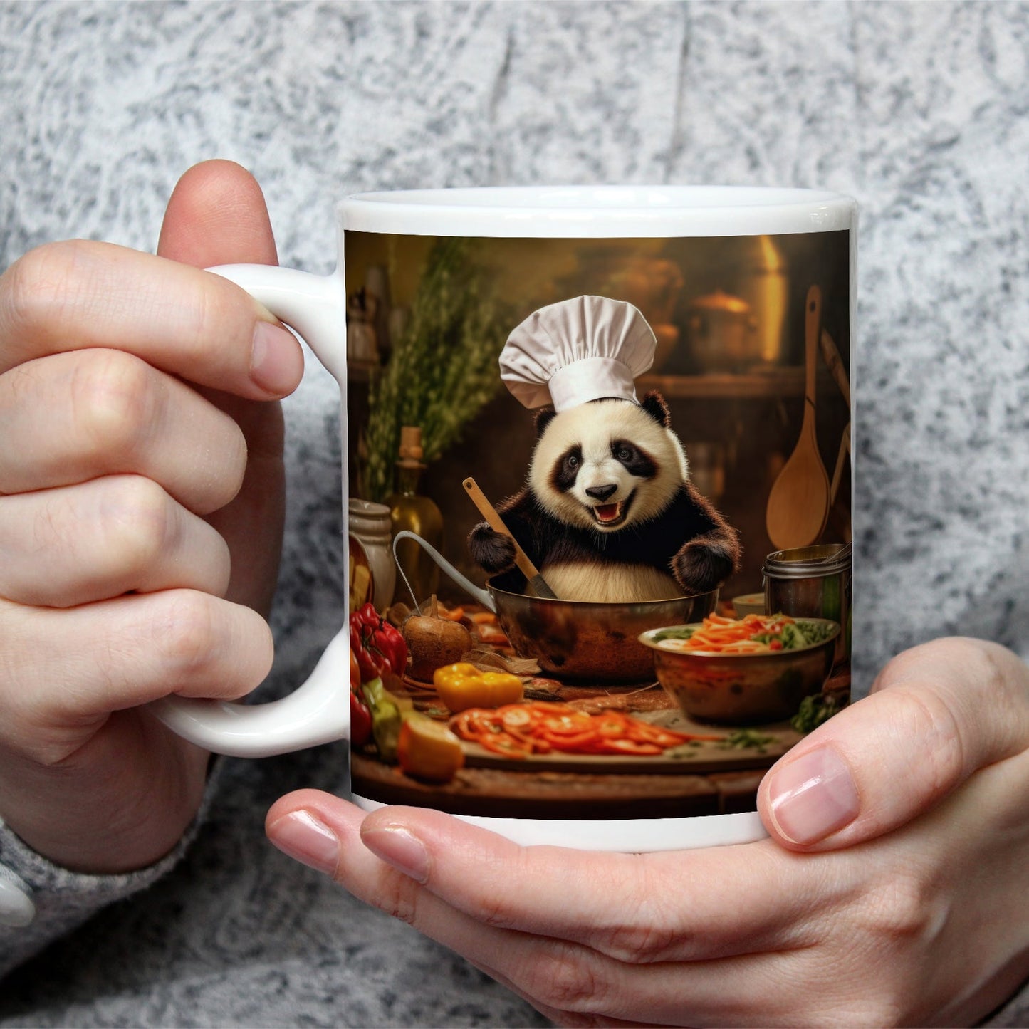 Motivtasse Panda - Chefkoch – Genuss mit Bambus und Gemüse. - deyoli