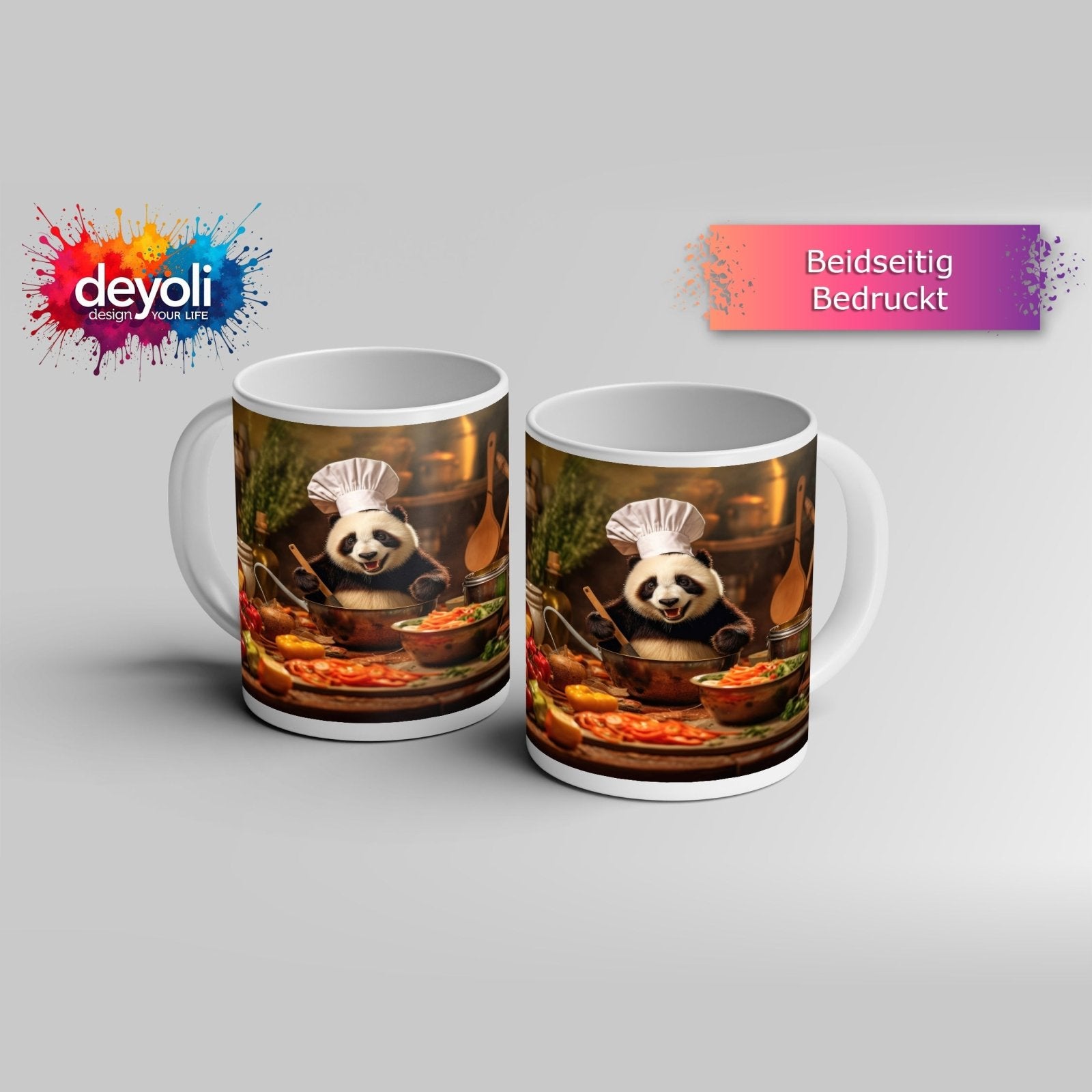 Motivtasse Panda - Chefkoch – Genuss mit Bambus und Gemüse. - deyoli