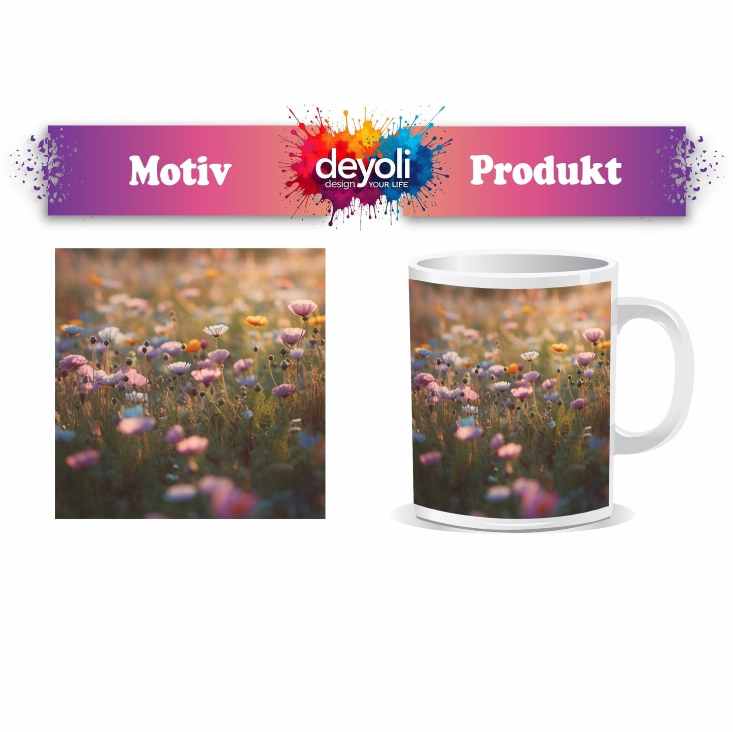 Motivtasse Pastellträume tanzen im sanften Licht der Morgenröte. - deyoli