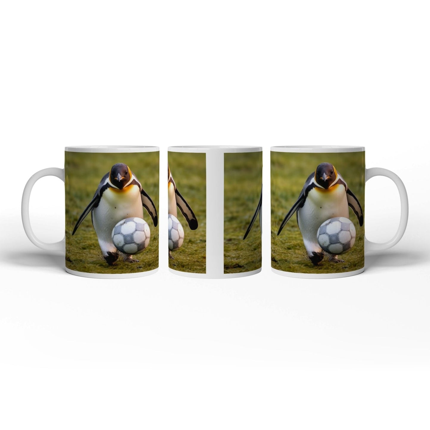 Motivtasse Pinguin mit Ballgefühl – elegant auf dem Spielfeld. - deyoli