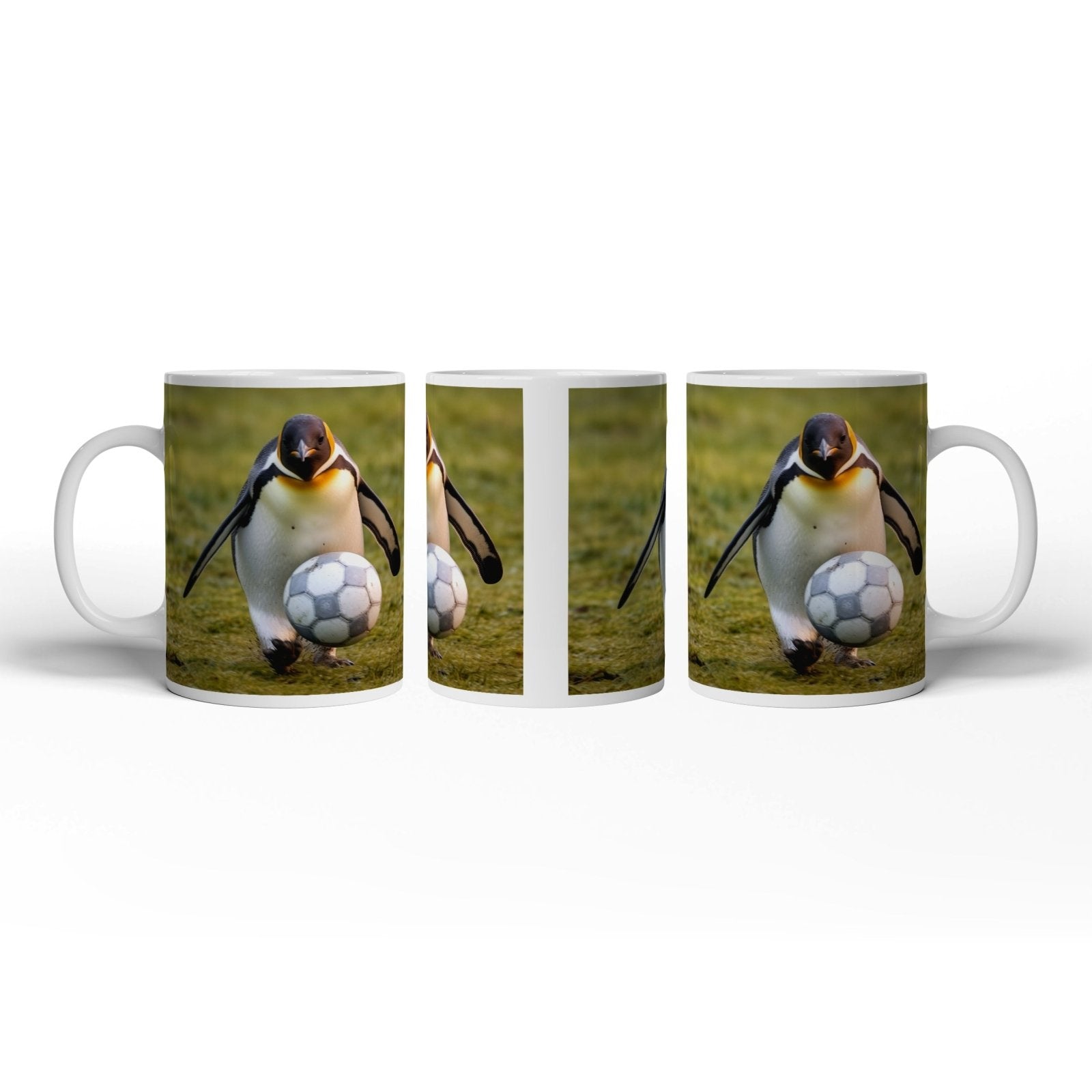 Motivtasse Pinguin mit Ballgefühl – elegant auf dem Spielfeld. - deyoli