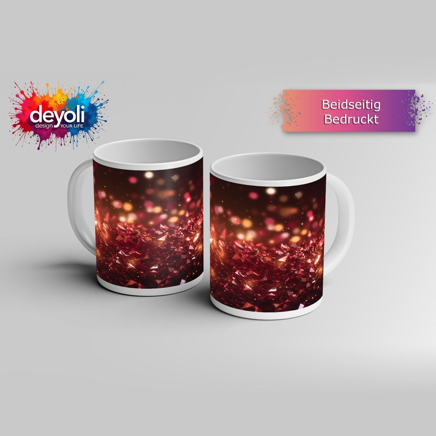 Motivtasse Rubinrote Kristalle funkeln im Bokeh der Fantasie. - deyoli