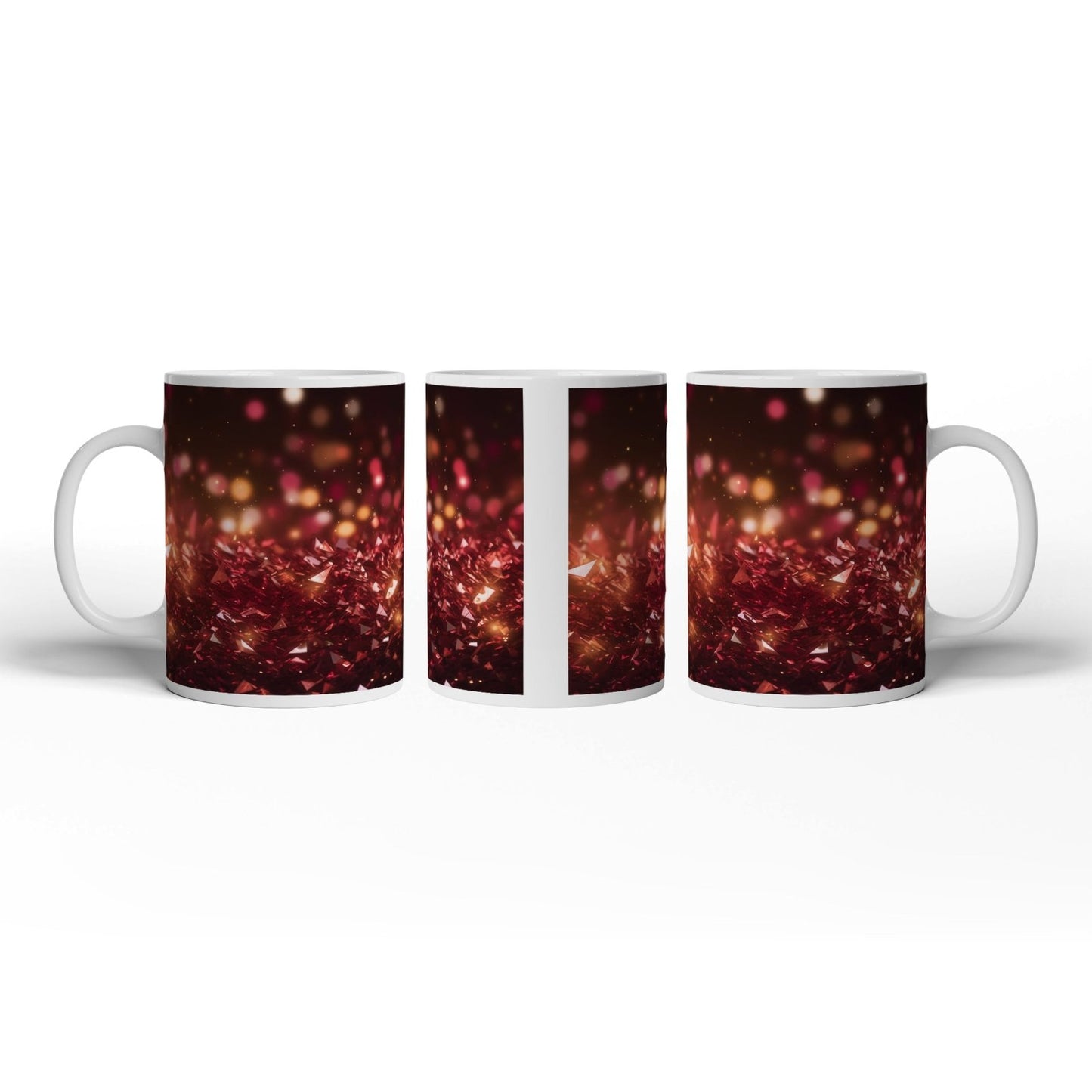 Motivtasse Rubinrote Kristalle funkeln im Bokeh der Fantasie. - deyoli