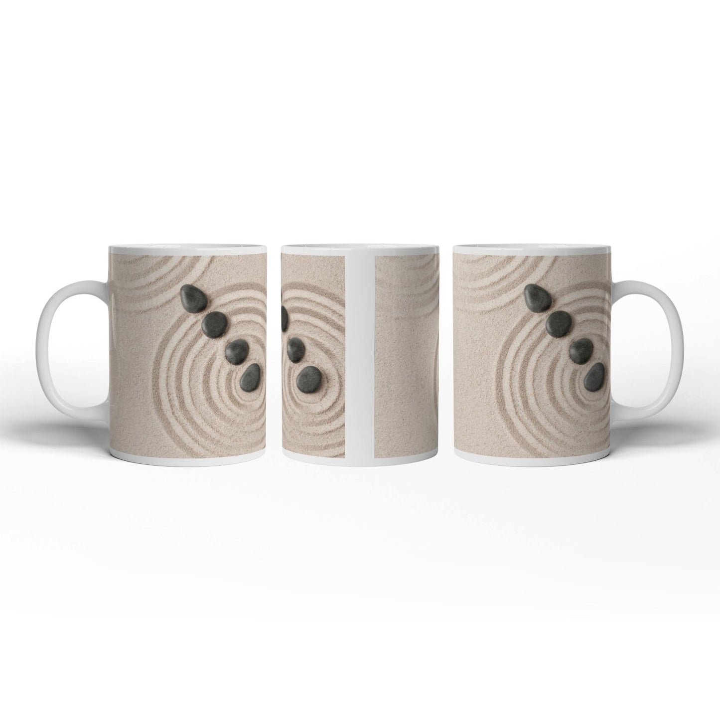 Motivtasse Ruhe in Kreisen – Zen - Garten aus Sand und Stein. - deyoli