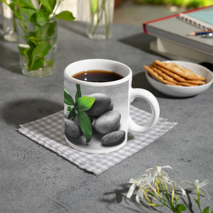 Motivtasse Ruhevolle Steine und Blattgrün – ein Stillleben der Balance. - deyoli