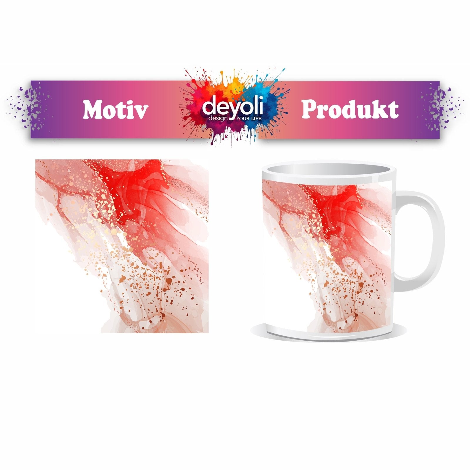 Motivtasse Sanftes Rot verläuft in goldenen Tropfen über Licht. - deyoli