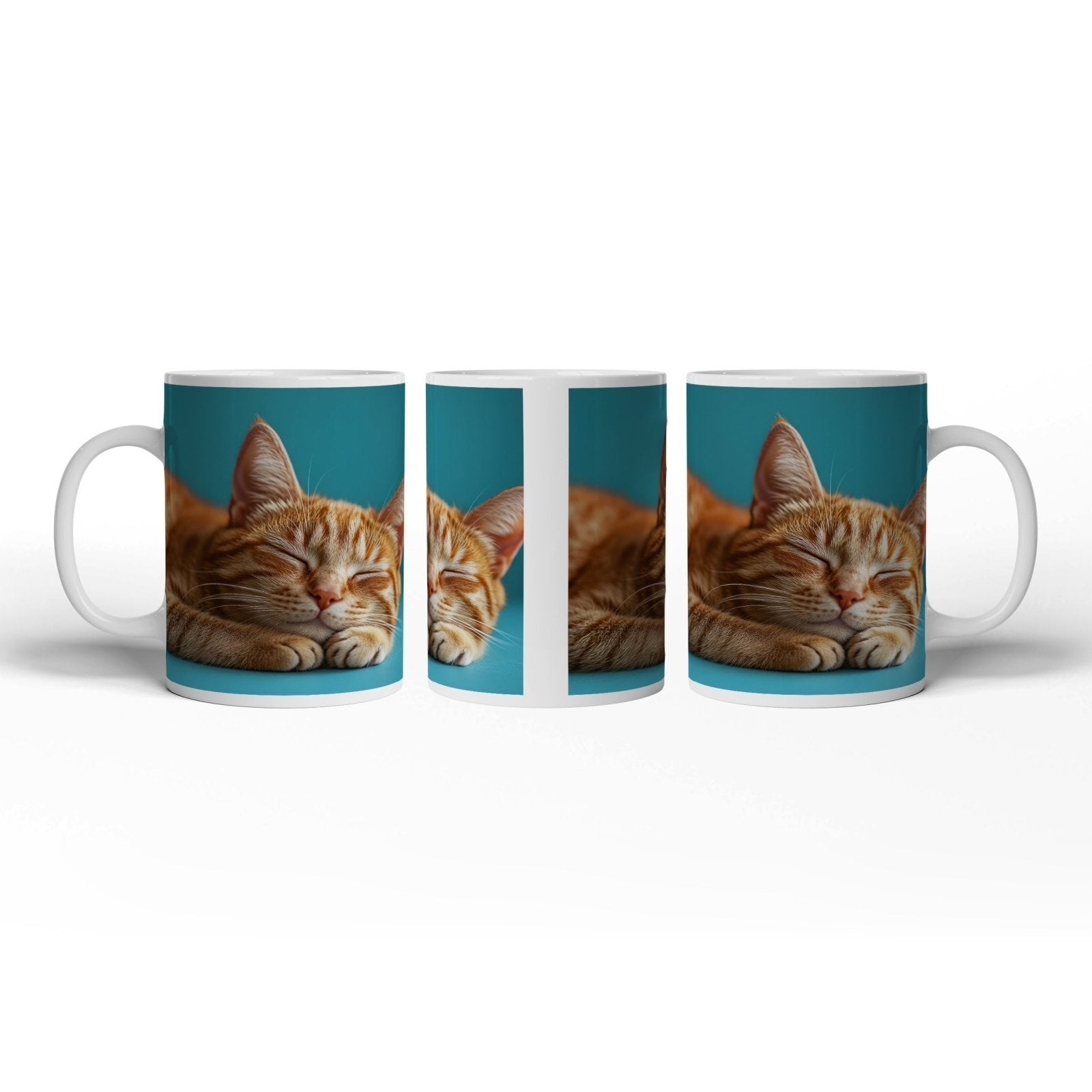 Motivtasse Schlummernde Katze träumt, die Zeit bleibt still. - deyoli