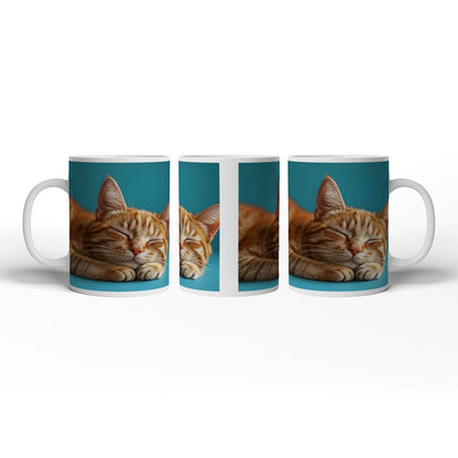Motivtasse Schlummernde Katze träumt, die Zeit bleibt still. - deyoli