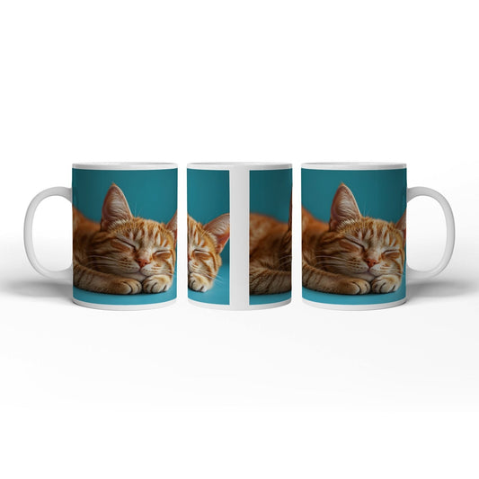 Motivtasse Schlummernde Katze träumt, die Zeit bleibt still. - deyoli