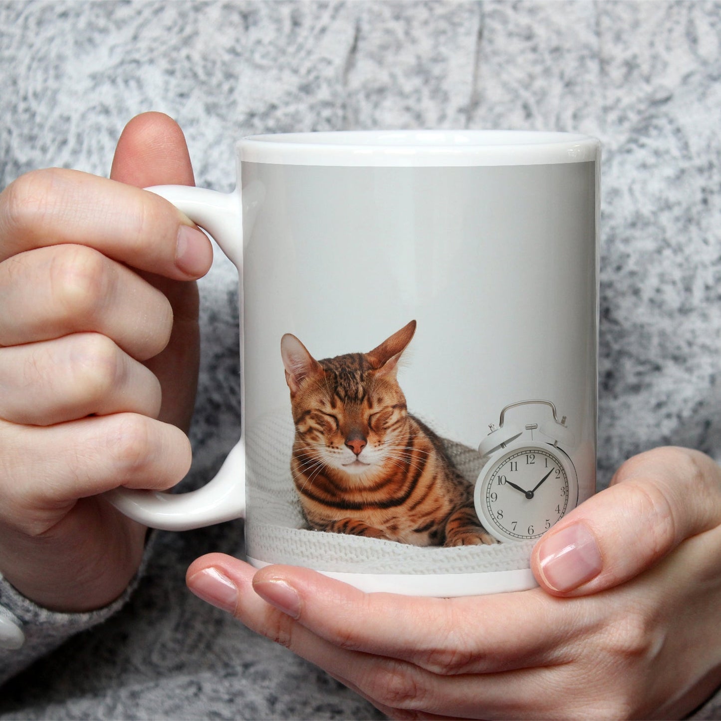 Motivtasse Schlummernde Samtpfote – süße Träume um zehn. - deyoli