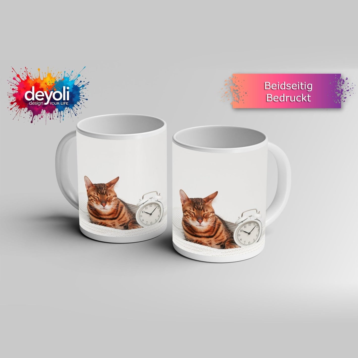 Motivtasse Schlummernde Samtpfote – süße Träume um zehn. - deyoli