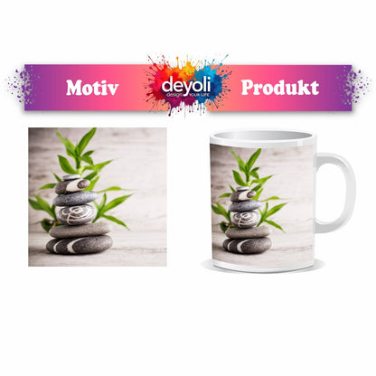 Motivtasse Stein für Stein – Zen in vollendeter Balance. - deyoli