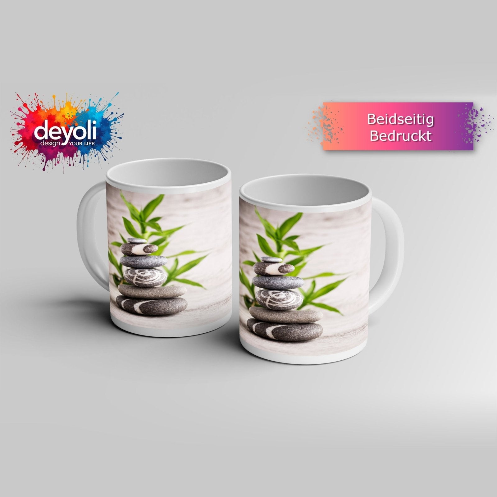 Motivtasse Stein für Stein – Zen in vollendeter Balance. - deyoli