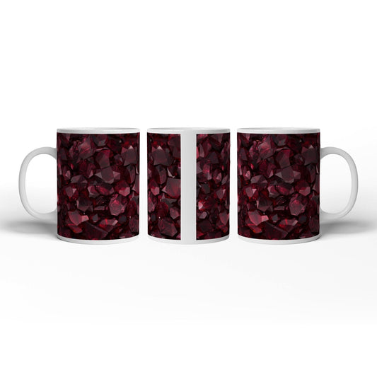 Motivtasse Tiefrote Edelsteine funkeln in mystischer Dichte. - deyoli