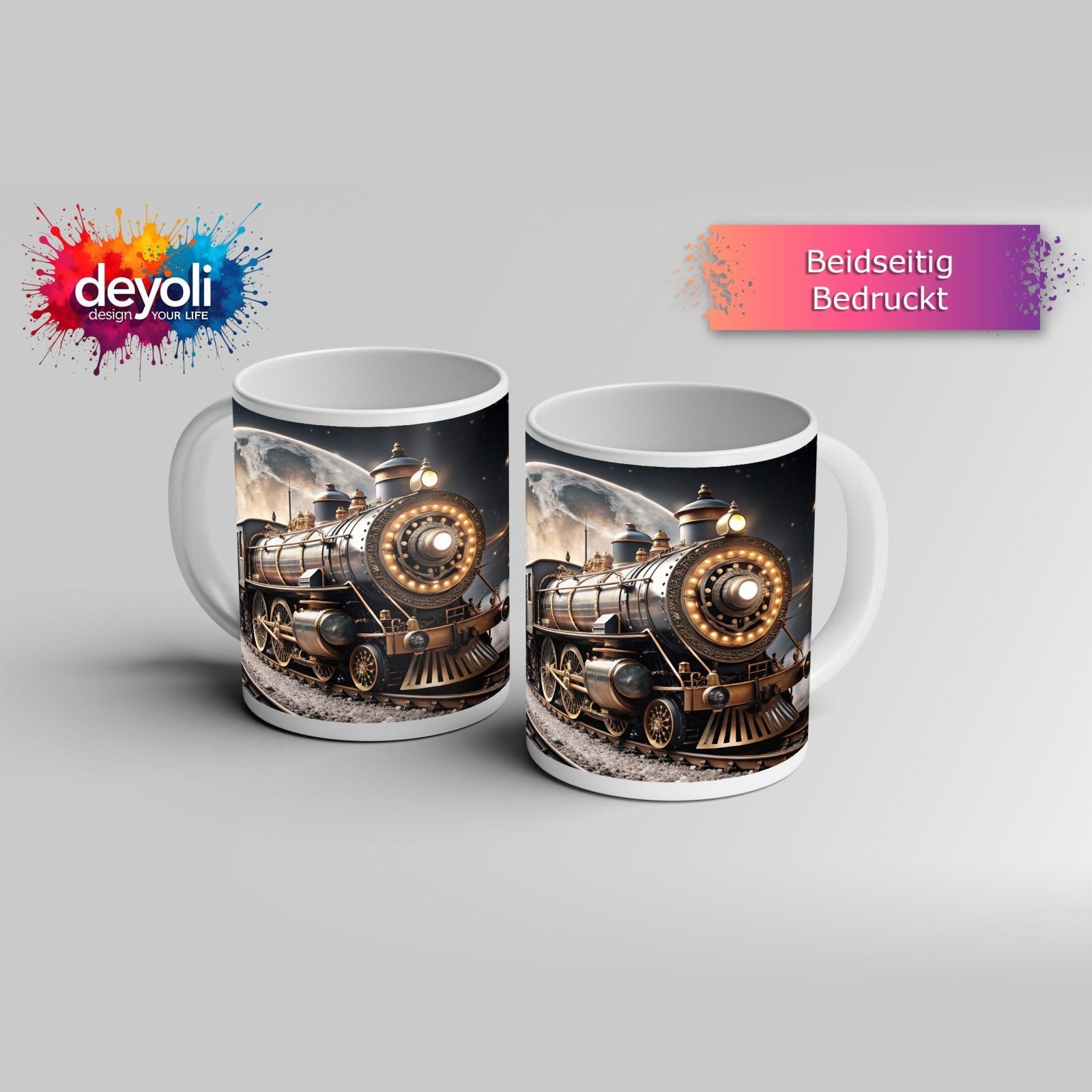 Motivtasse Vor dem Mondlicht glänzt die Reise ins Ungewisse. - deyoli