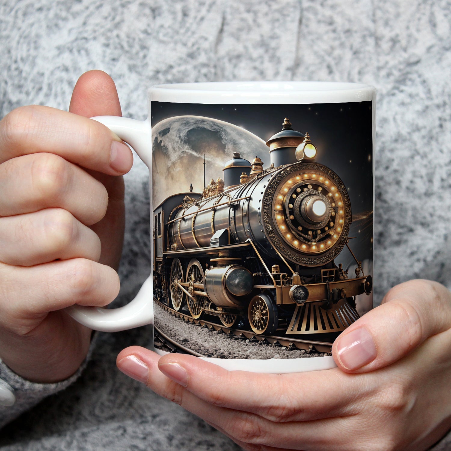 Motivtasse Vor dem Mondlicht glänzt die Reise ins Ungewisse. - deyoli