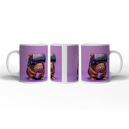 Motivtasse VR - Meerschwein – futuristisch, flauschig, völlig vertieft. - deyoli