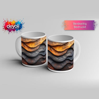 Motivtasse Wellen aus Holz – natürliche Eleganz in rhythmischer Struktur. - deyoli