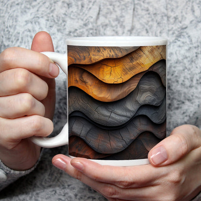 Motivtasse Wellen aus Holz – natürliche Eleganz in rhythmischer Struktur. - deyoli