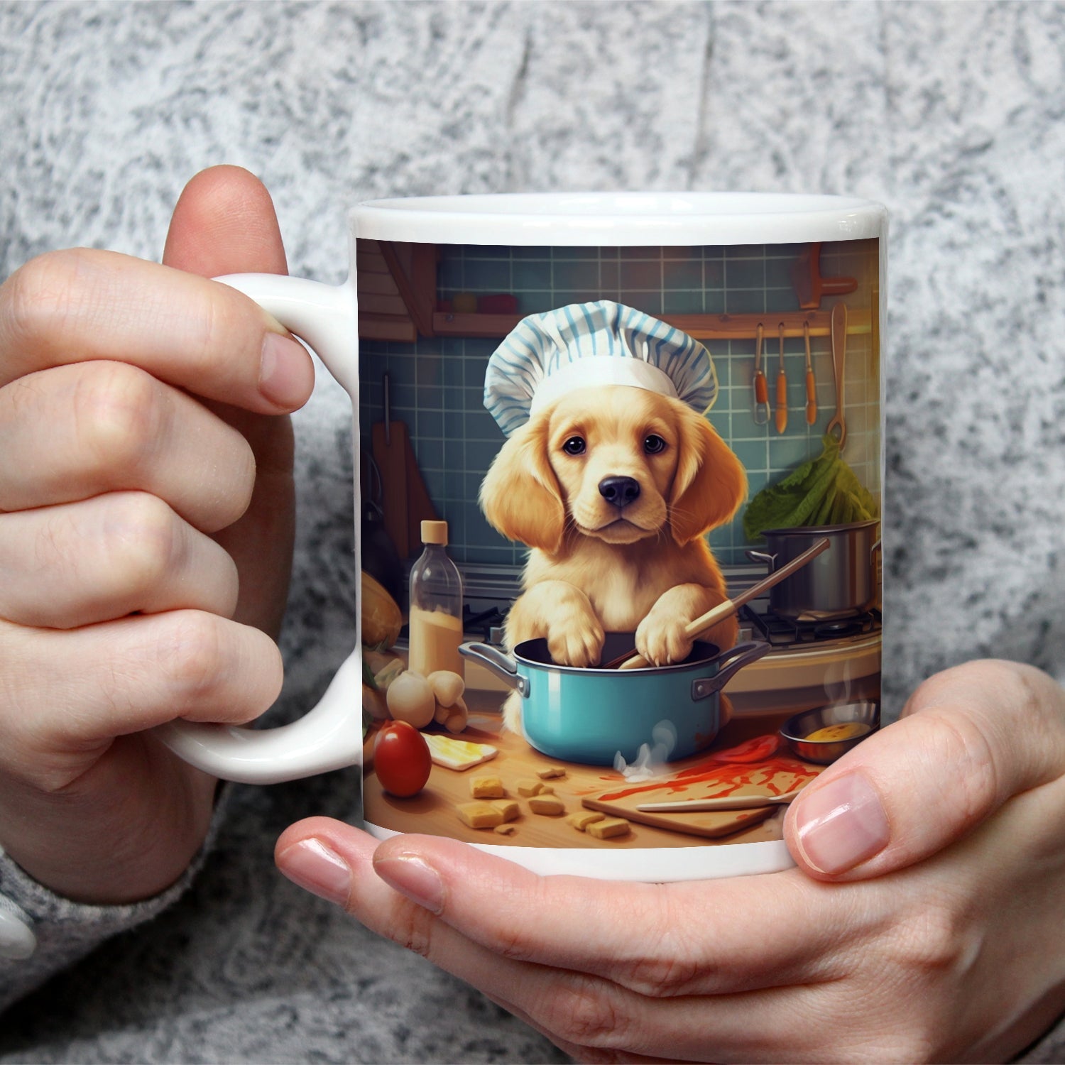 Motivtasse Welpenküche – ein kleiner Chef zaubert große Gerichte. - deyoli