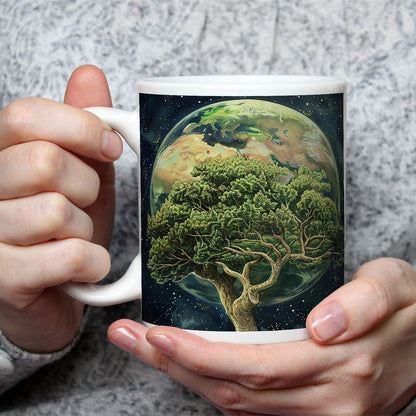Motivtasse Wurzeln in den Sternen – die Erde ruht im Baum. - deyoli