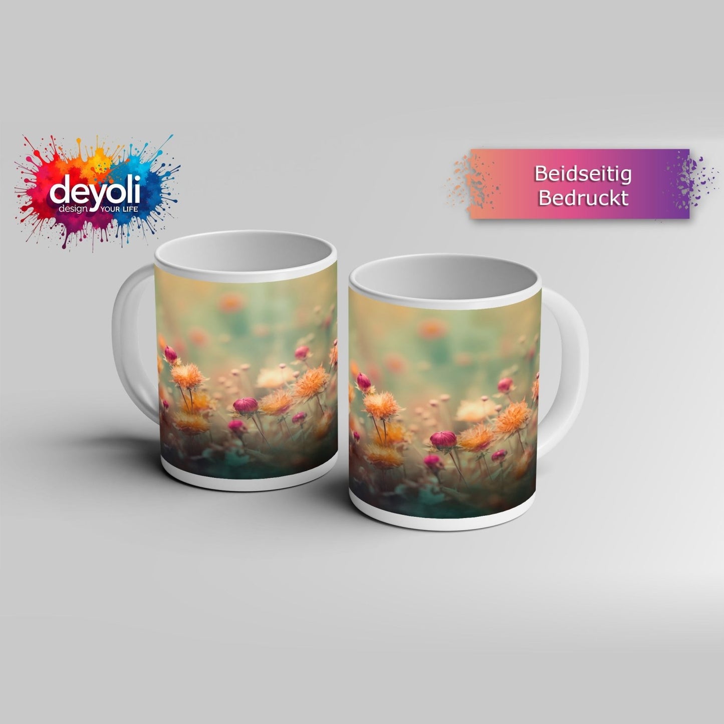 Motivtasse Zarte Blüten schweben in träumerischer Unschärfe. - deyoli