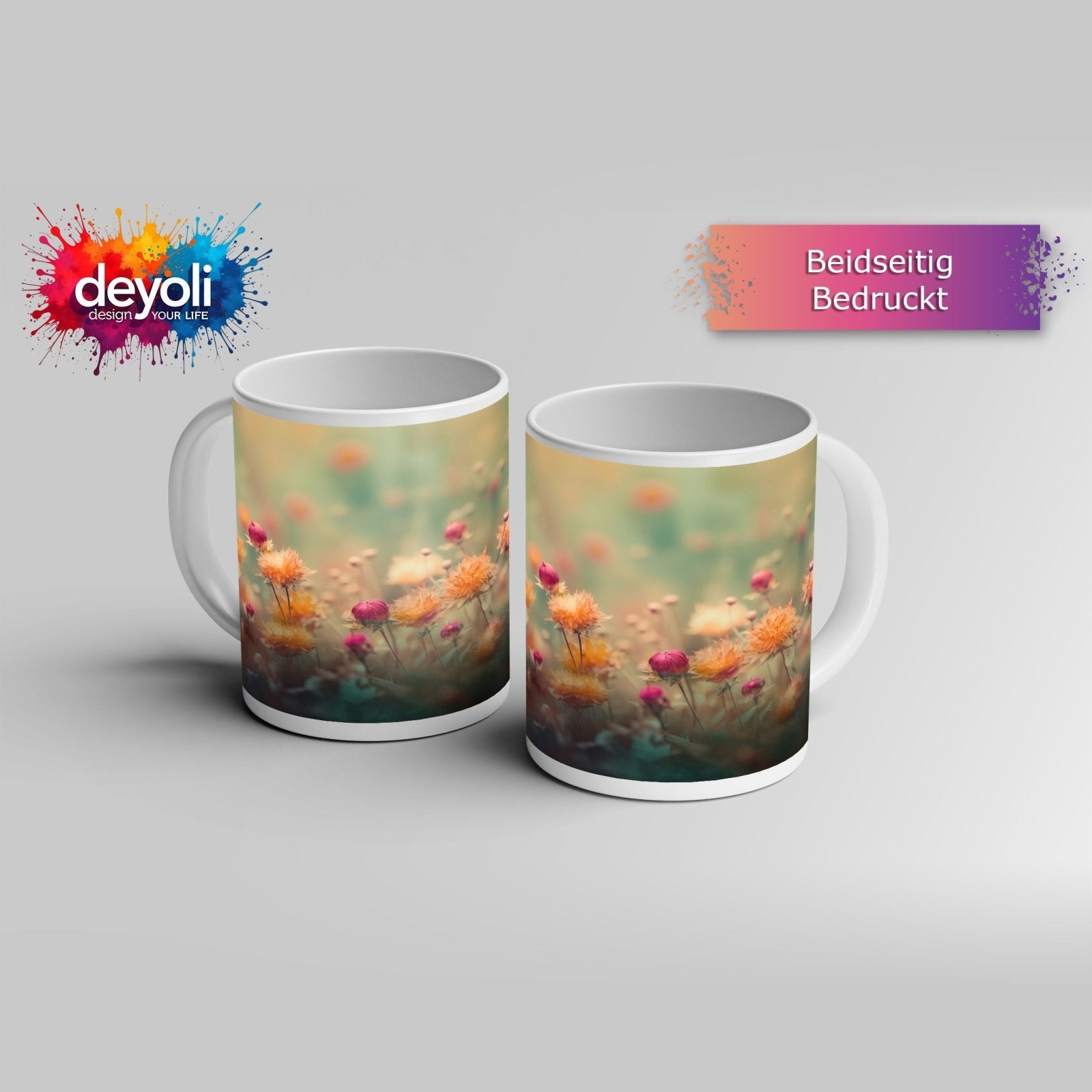 Motivtasse Zarte Blüten schweben in träumerischer Unschärfe. - deyoli
