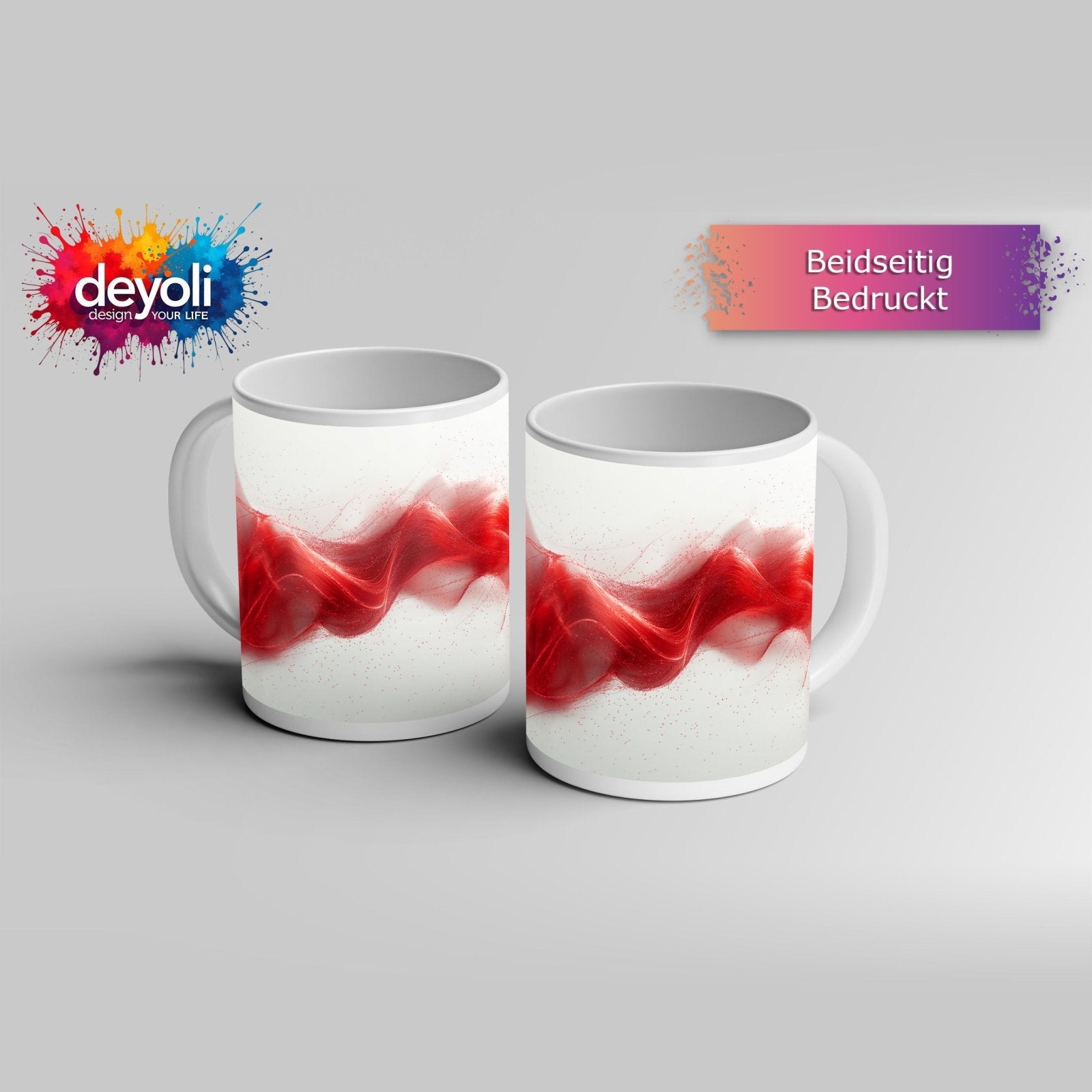 Motivtasse Zarter Schimmer aus rotem Licht, schwerelos im Raum. - deyoli