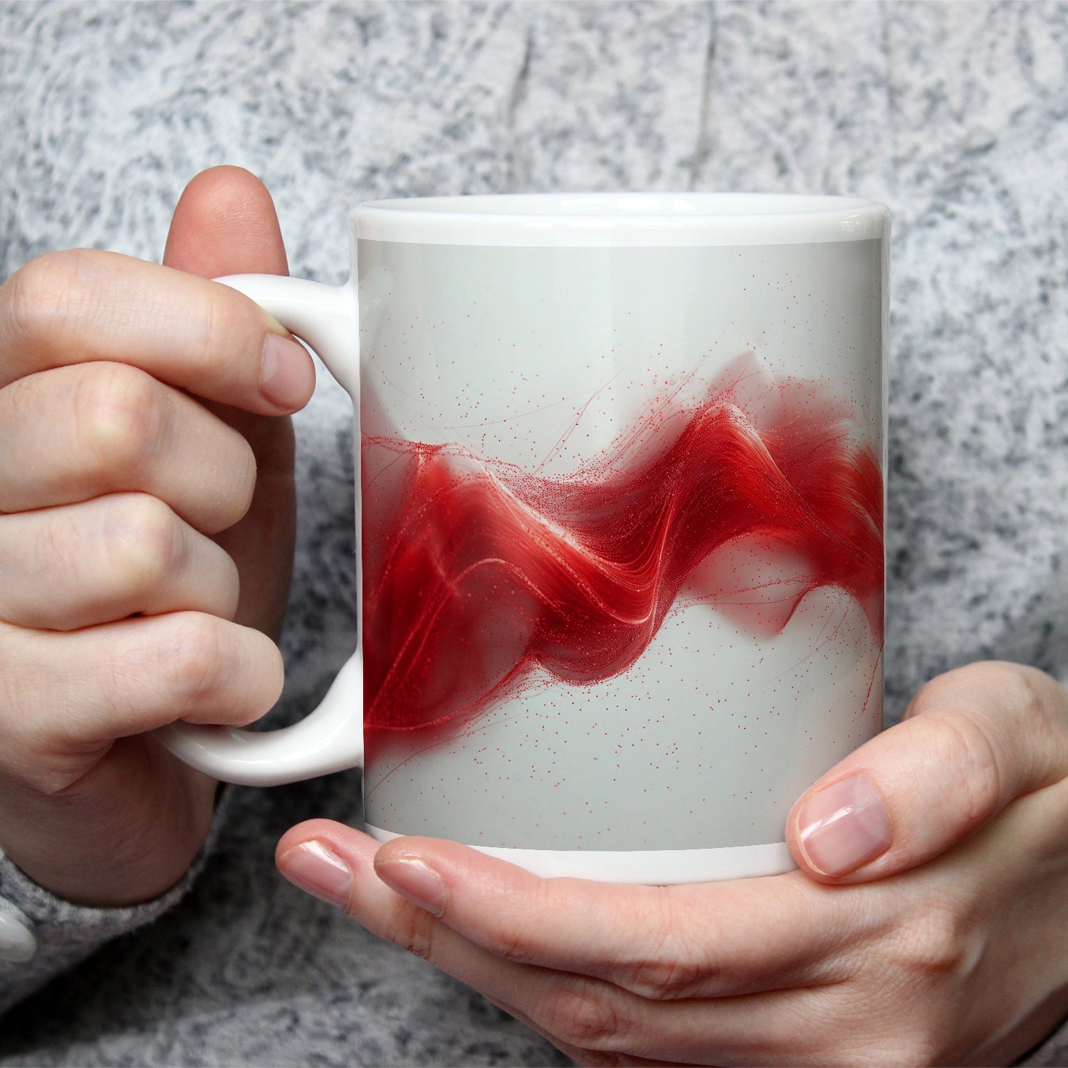 Motivtasse Zarter Schimmer aus rotem Licht, schwerelos im Raum. - deyoli