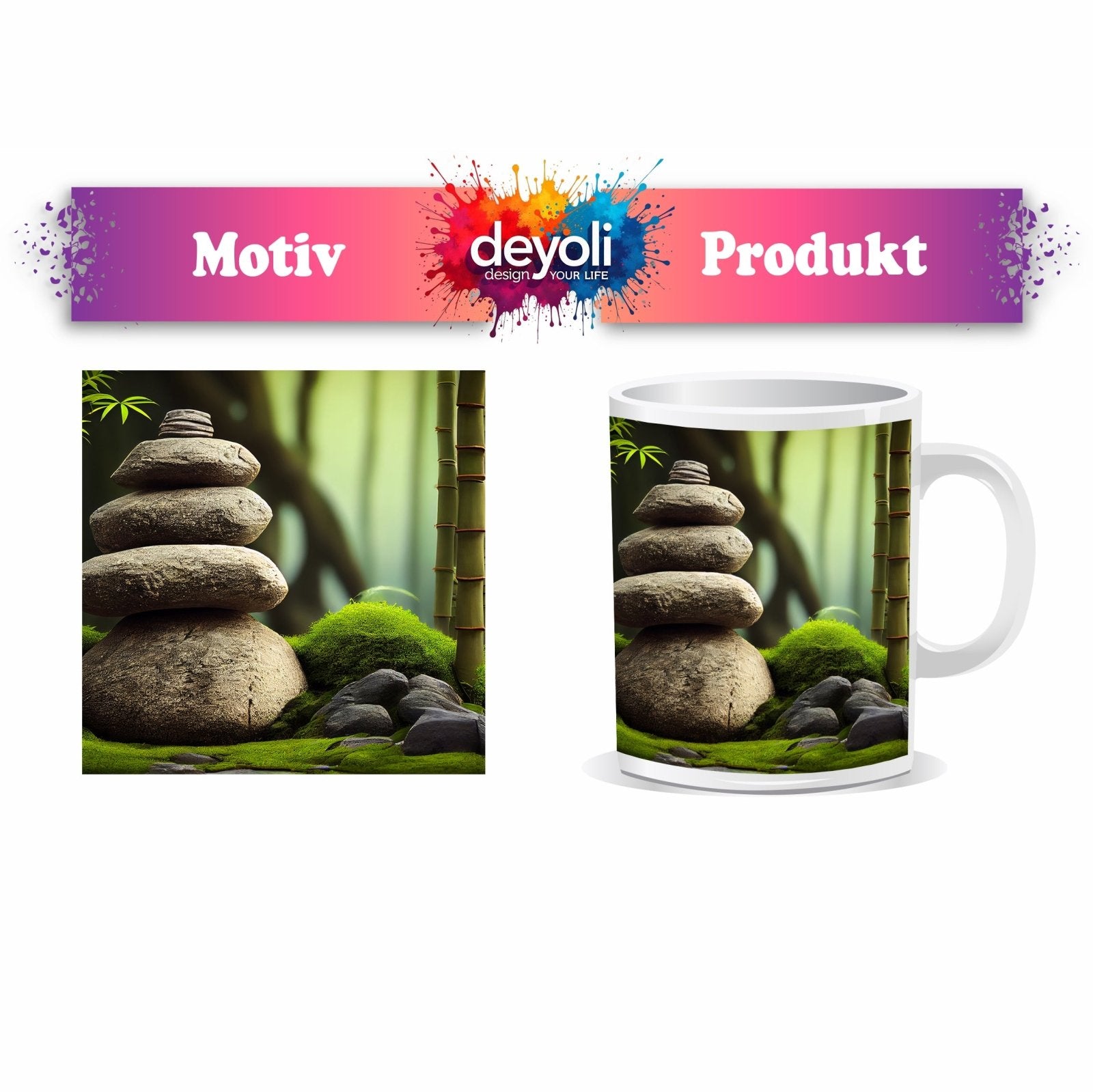 Motivtasse Zen - Magie – Steine und Bambus in perfekter Harmonie. - deyoli