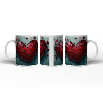 Motivtasse Zerborstenes Herz – Schmerz gemalt in Glas und Wand. - deyoli