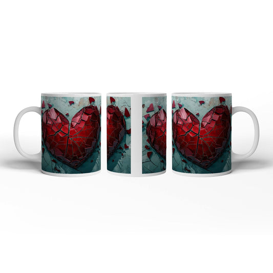 Motivtasse Zerborstenes Herz – Schmerz gemalt in Glas und Wand. - deyoli