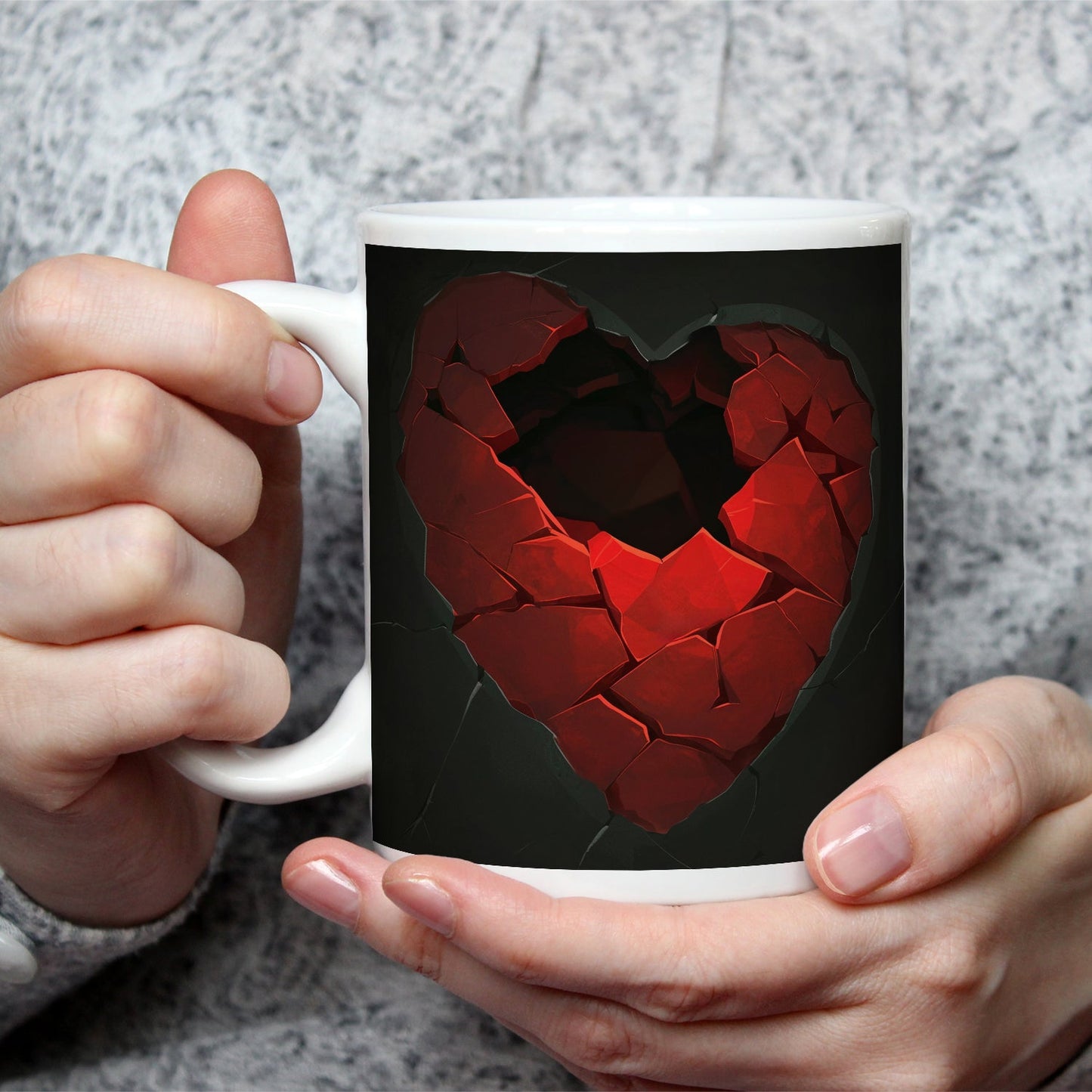 Motivtasse Zersprungenes Herz offenbart dunkle Leere der Sehnsucht. - deyoli