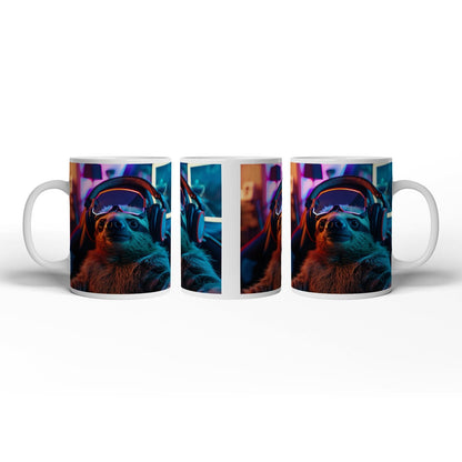 Motivtasse Zocker - Faultier – entspannt im Neonlicht des Spiels. - deyoli