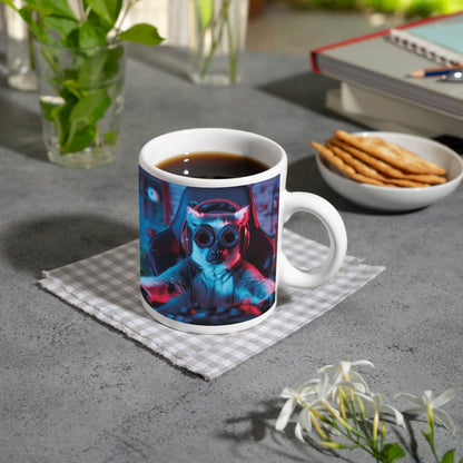 Motivtasse Zocker mit Stil – Lemur im Hightech - Gear an der Tastatur. - deyoli
