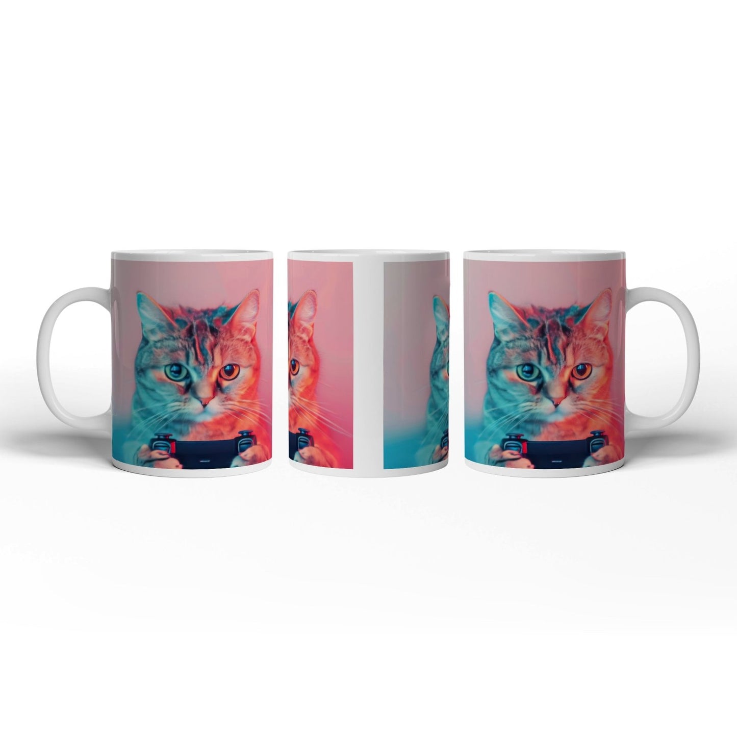 Motivtasse Zockerkatze im Neonlicht – bereit für das nächste Level. - deyoli